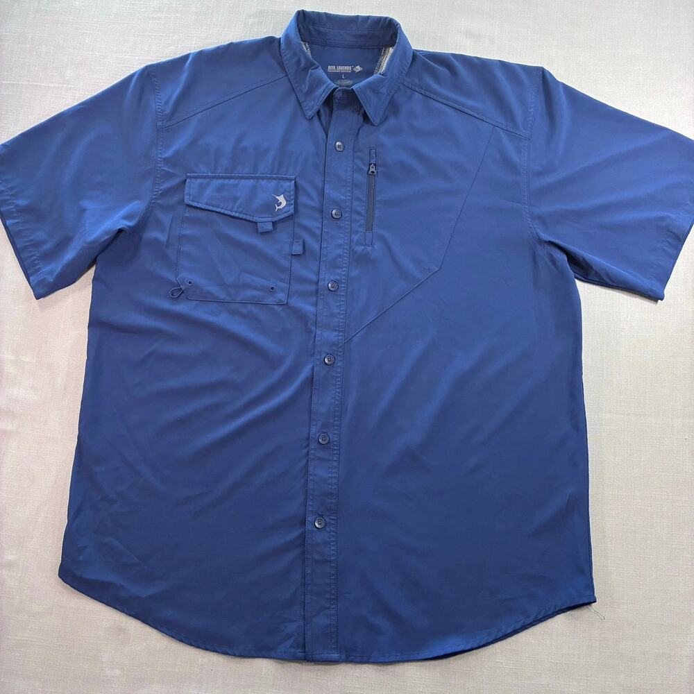 Reel Legends Performance Fishing Shirt Mens Large Blue Vented Outdoors